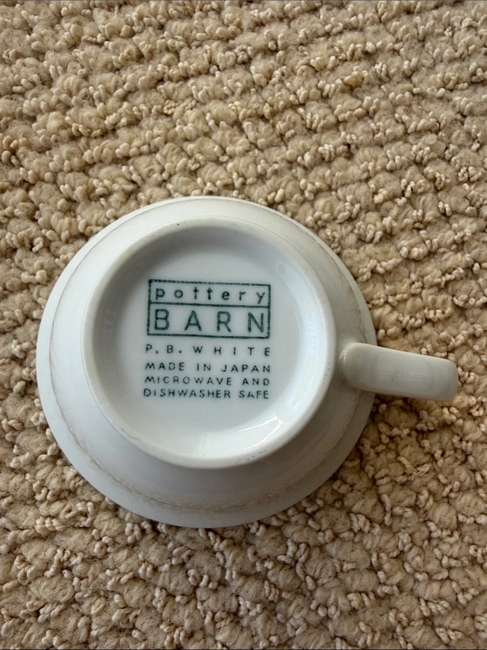 Set of 4 PB WHITE by Pottery Barn Porcelain Coffee Cup Mugs Made In Japan